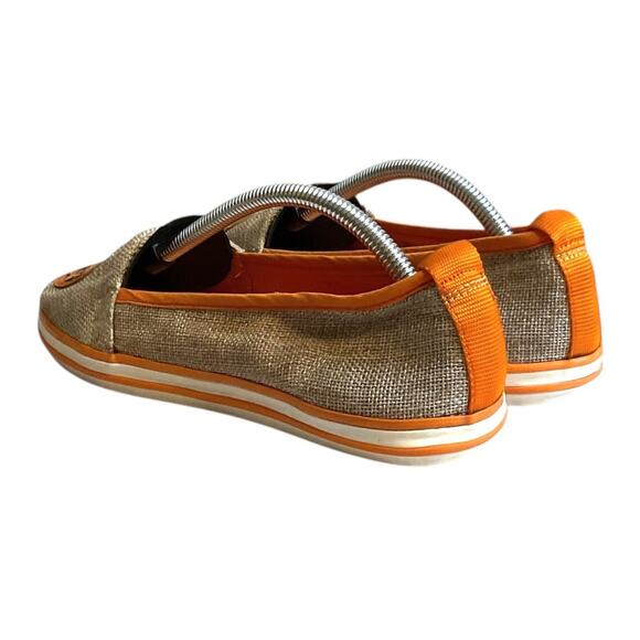 Tory Burch Linen Orange Logo Espadrille Flats Women's Slip On Comfort Shoes 7M - Picture 4 of 9